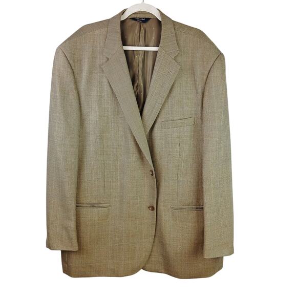 Joseph & Feiss Gold SZ 50R 100% Wool Multi-Color Houndstooth Blazer Suit Jacket - Picture 2 of 9